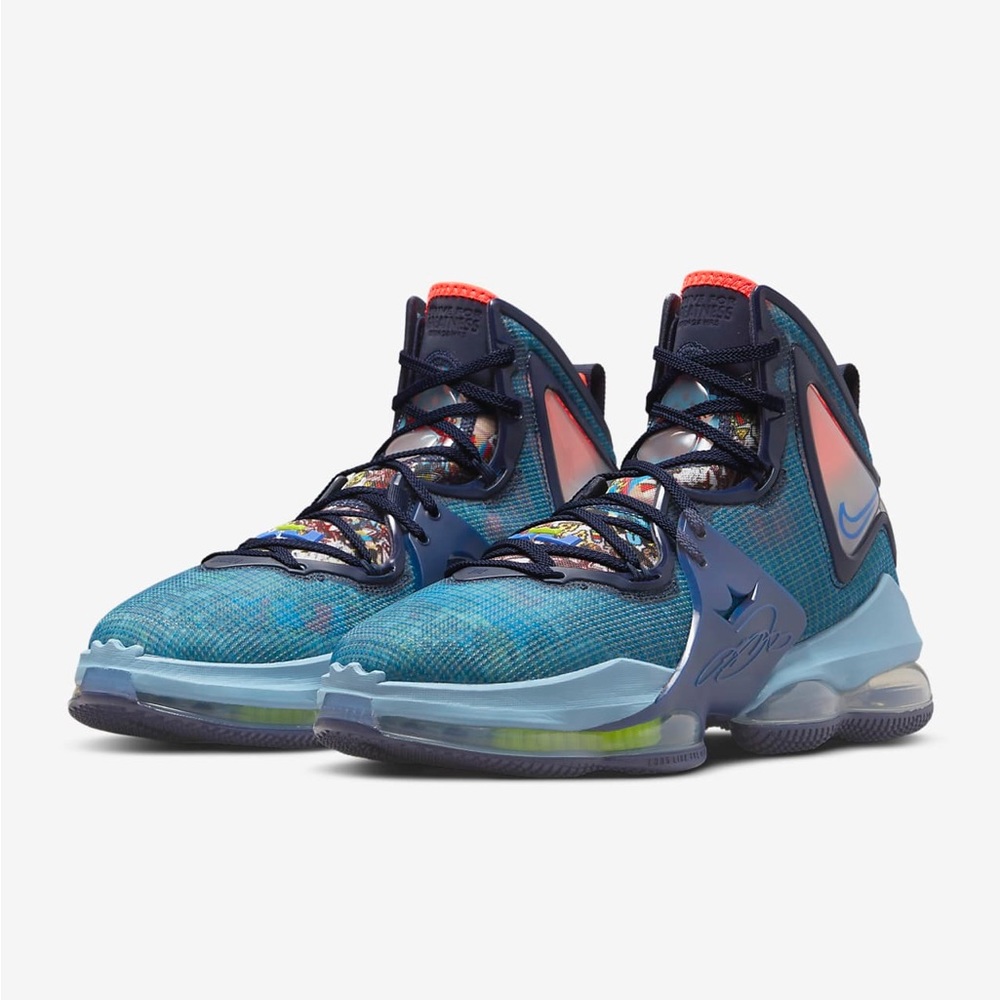 Nike LeBron 19 XIX "Fast Food" Blue Red Basketball Shoes CZ0203-400 Sz 8.5
